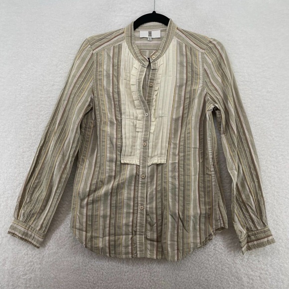 Irene Van Ryb Womens size 38 Striped ruffle top peasant career academia - Picture 1 of 7